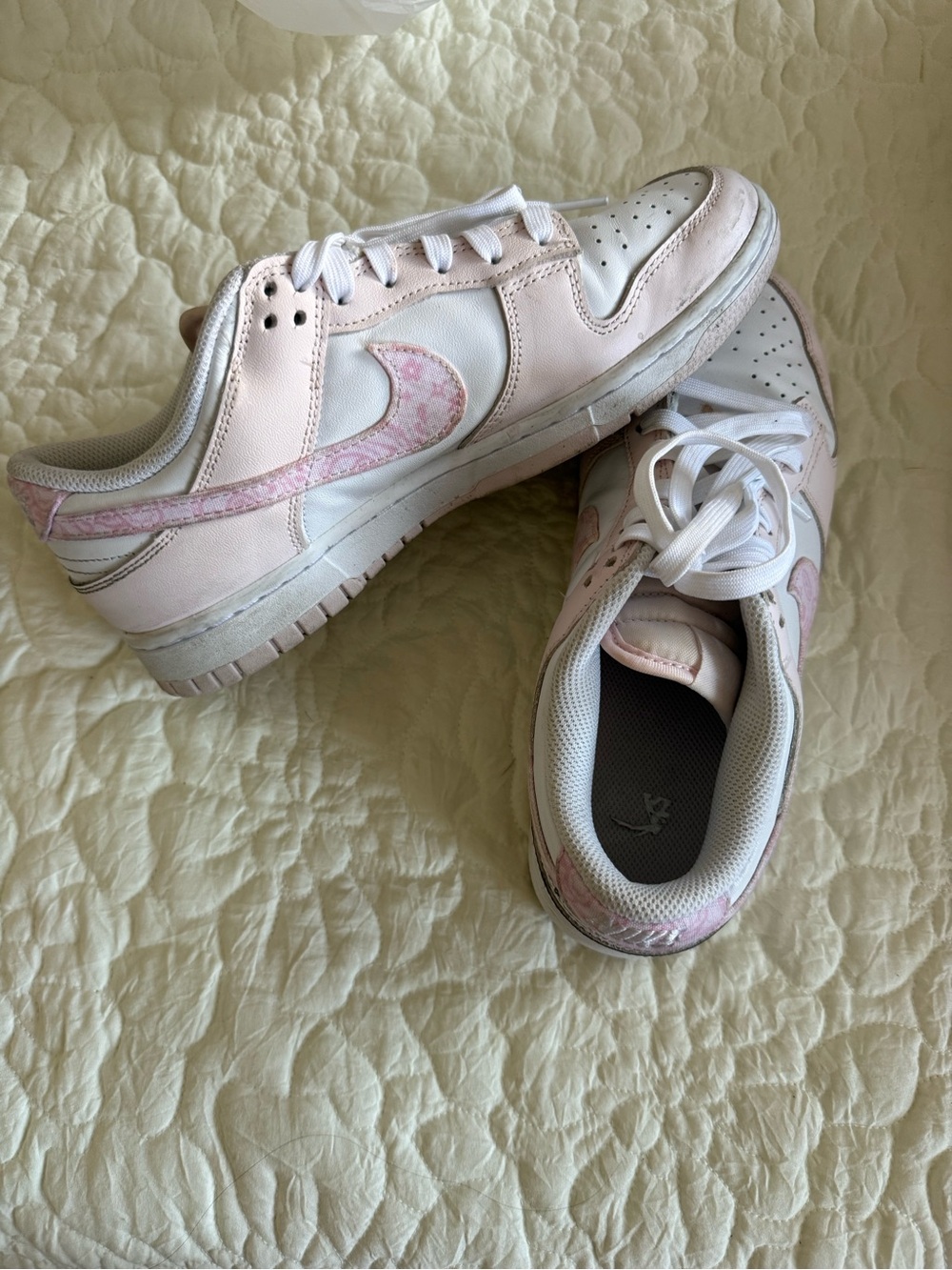 Women’s Nike Dunks in Light Pink and White